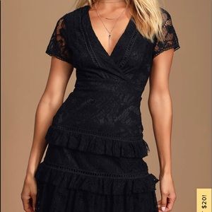 lulus elegant evening black lace dress. very cute, but a tad too small for me.
